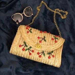 Summer cherries 🍒 straw woven shoulder purse